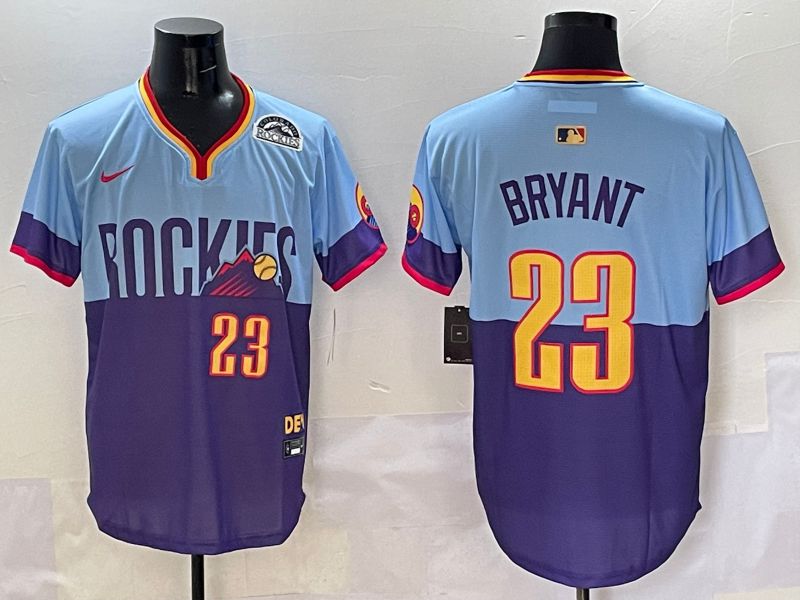 Men Colorado Rockies #23 Bryant Purple blue Joint Name 2025 Nike MLB Jersey style 4